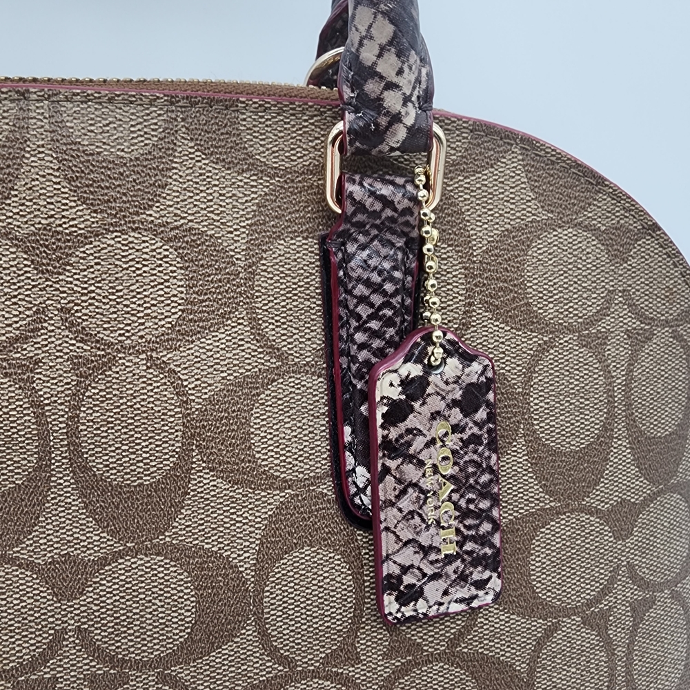 Coach Signature Sierra Exotic Mix Leather Satchel Handbag with FLAW - Picture 3 of 16